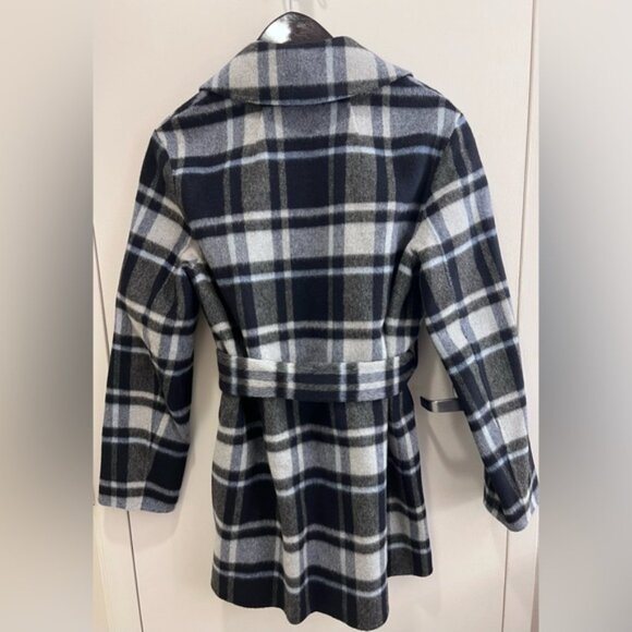 THEORY Wool-Blend Plaid Belted Coat - Picture 7 of 10